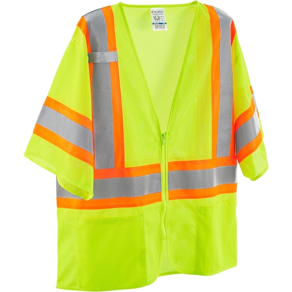 Global Industrial Two-Tone Safety Vest w/Sleeves L/XL Class 3 U Back, , Zipper 4 Pockets, 1 Mic Tab - 641640LL