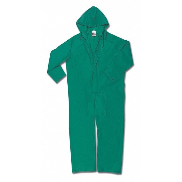 Mcr Safety Dominator 0.42mm PVC/Poly/PVC Cvrall, 3XL, PVC/Polyester, 32" Inseam, 64" Waist, Green, 3XL - 3881X3