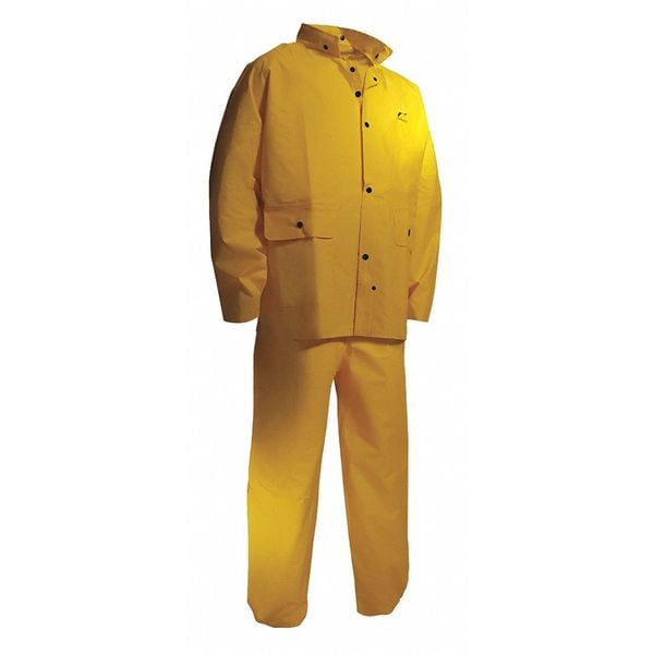 Onguard Flame Resistant 2 Piece Rain Suit, Nylon, PVC, PVC Scrim, 0.3 mm Thick, None, Yellow, M - 7801800