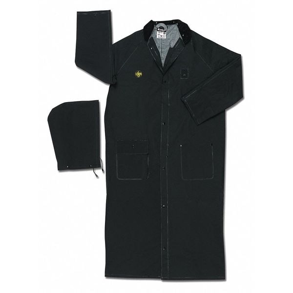 Mcr Safety Raincoat with Detachable Hood, Black, S - 267CS