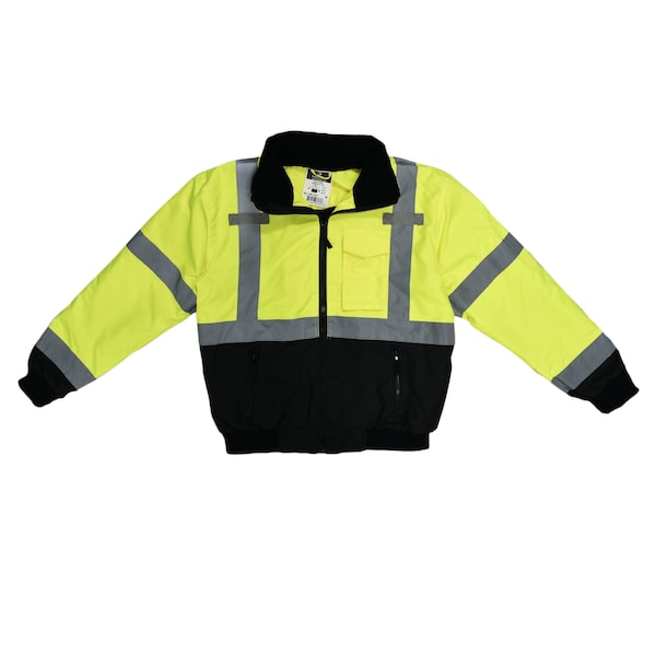 Radians Hi-Vis 2-in-1 Bomber Jacket, 100% Polyester Oxford, 300D, DWR Coated, Hi-Vis Green / Black, 4XL - SJ110B-3ZGS-4X