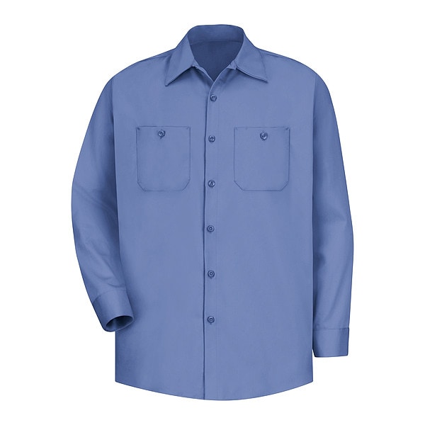 Red Kap Men's Long Sleeve Work Shirt, Cotton, Buttons Closure, 2 Pocket(s), Light Blue - SC30LB LN XL
