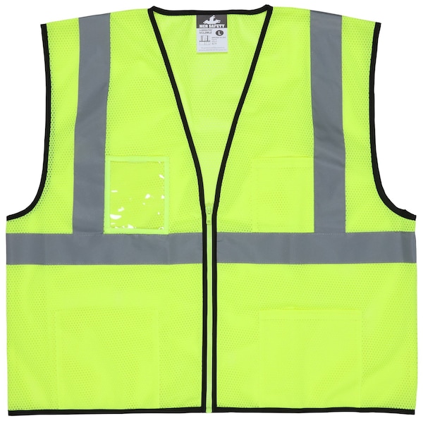 Mcr Safety Hi-Vis Economy Safety Vest XL Class 2 , Zipper 3 Pockets - VCL2MLZXL