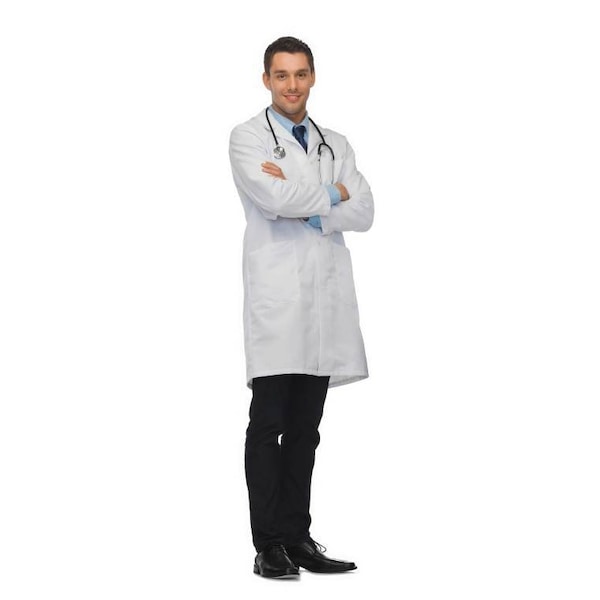 Oasis Unisex Lab Coat, Full Length, Buttons Front, White, 2XL - 7143XXL