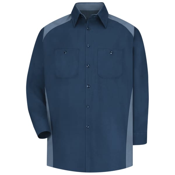 Red Kap Men's Long Sleeve Motorsports Shirt, 65% Polyester/35% Cotton, Buttons Closure, XL - SP18NP RG XL