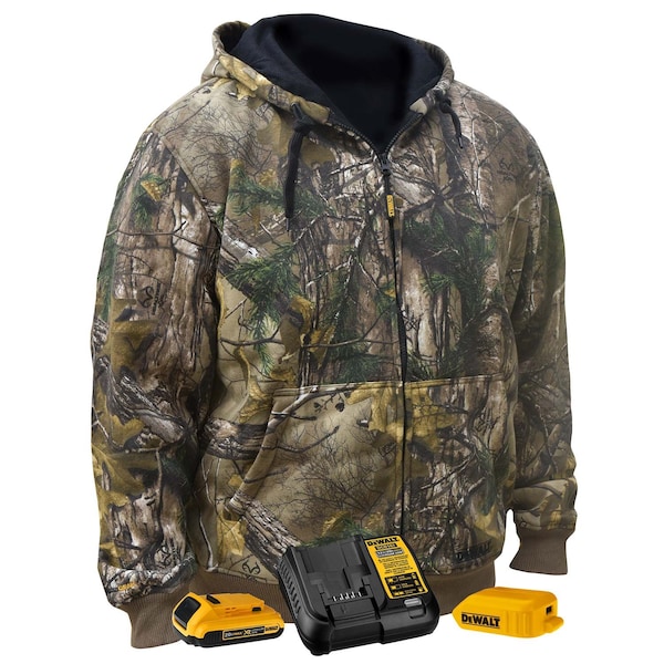 Dewalt Men's DEWALT(R) Htd Jck Camo Fleece Kitted Large, Camo, Heats Up to 7 hr. , 20 L - DCHJ074D1-L