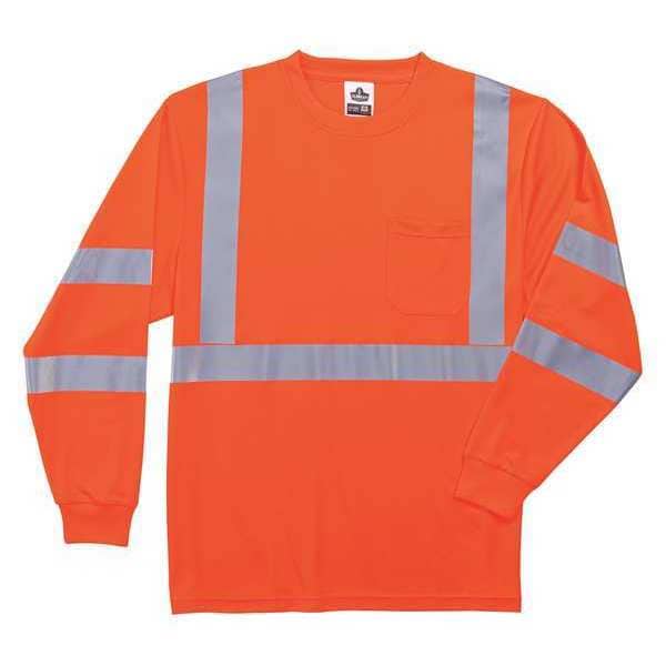 Ergodyne Long Sleeve T-Shirt, Orange, Class 3, M - 8391