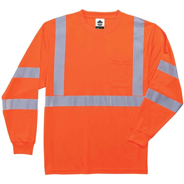 Ergodyne Long Sleeve T-Shirt, Orange, Class 3, M - 8391