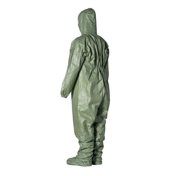 Dupont Chemical Resistant Coverall, Hooded, 3XL, Tychem(R) 2000 SFR, Adhesive, Elastic Cuff, Taped Seam - QS128TGR3X000400