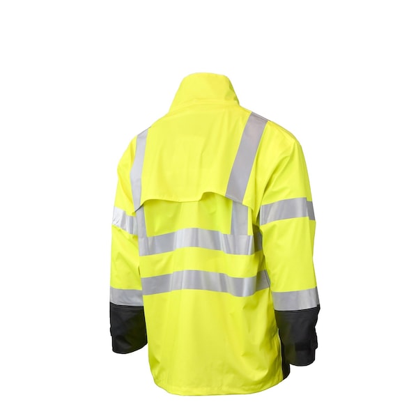 Radians Hi-Vis Rain Coat, PVC/Poly, Class 3 Hi-Vis Green / Black, L - RW07J-3ZGV-L