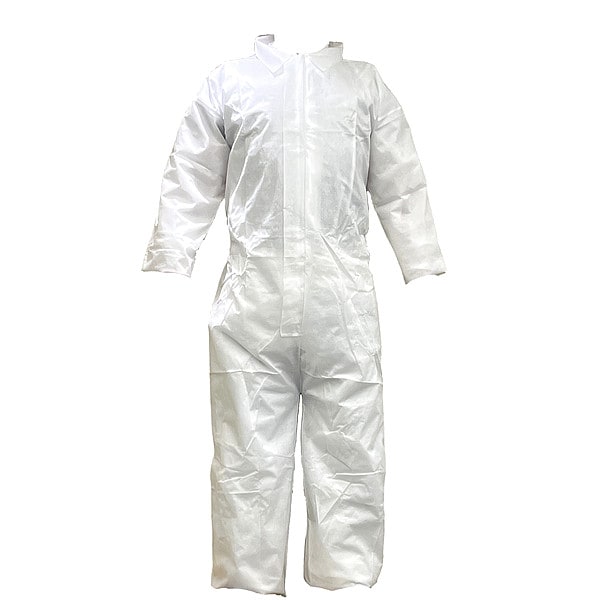 Condor Disposable Coverall, Collared, 2XL, PP SMS, Zipper, Open Cuff, Open Ankle, Serged Seam, 25 PK - 817LD1