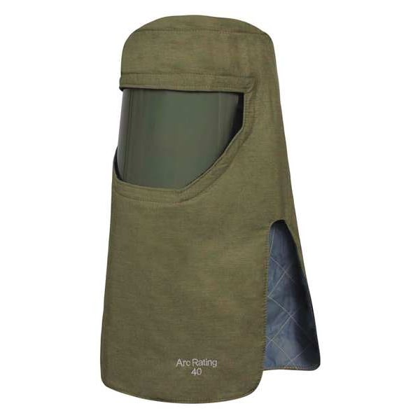 National Safety Apparel Arc Flash Hood, 4 PPE CAT, 40 cal/sq cm, Green, Universal - H65NPQHHATPV-NR