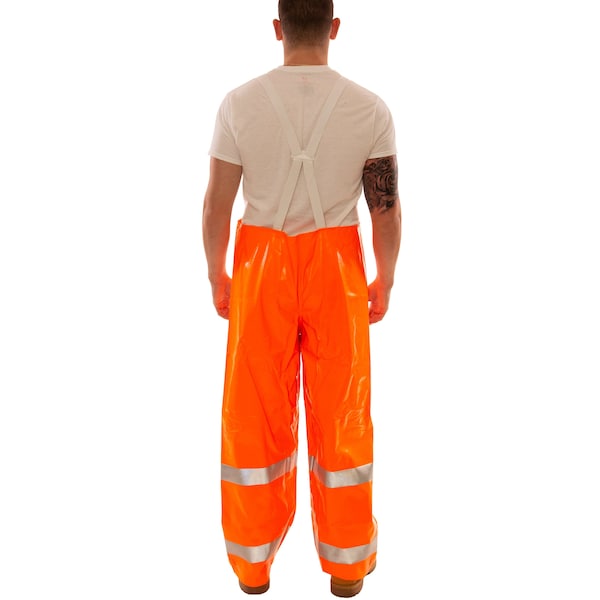 Tingley Hi-Visibility Rain Bib Overall, PVC, 30 in Inseam, 40 in to 42 in Waist, 14 mil Thickness, Orange - O53129