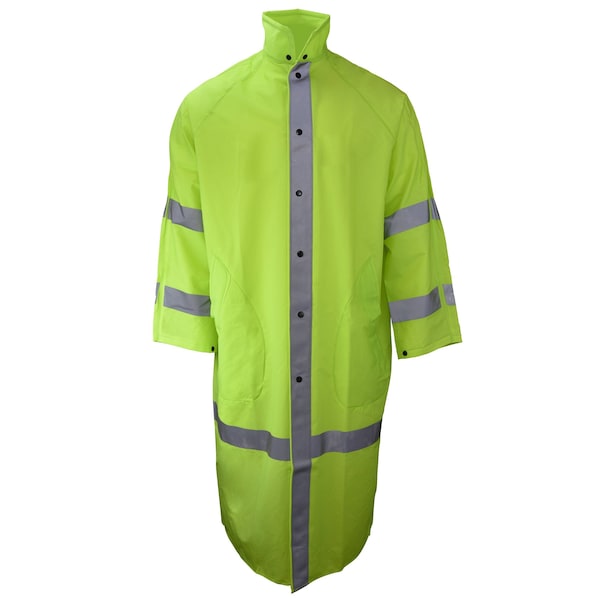 Neese Hi-Vis Long Rain Coat, PVC Coated Polyester Knit, Hi-Vis Lime, S - 10187-31-1-HLI-S