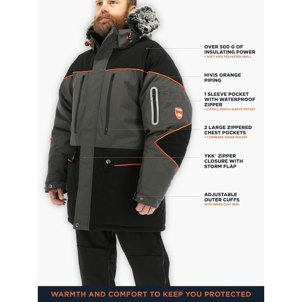 Refrigiwear Black/Charcoal Reg Large Polar Force Insulate Parka Jkt - 8340RBCHLAR