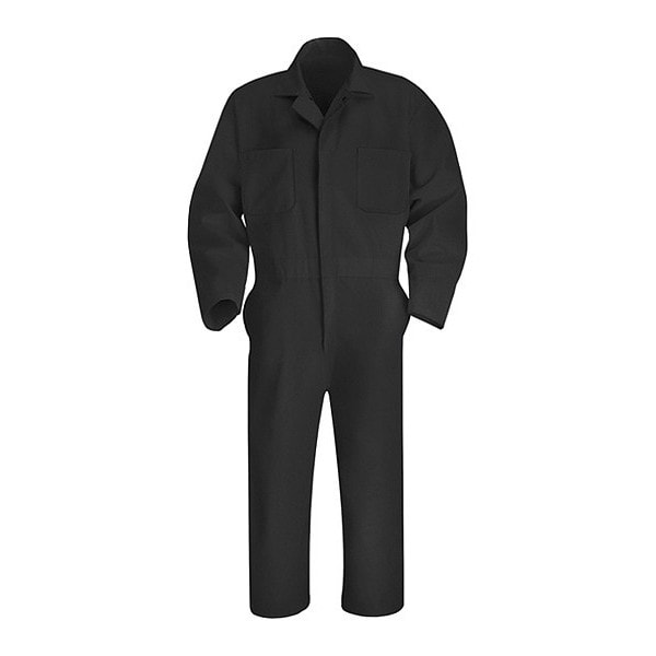 Red Kap CT10 Mns Ls Action Back Coverall, Cotton/Polyester, 7.25 oz Fabric Weight, 30" Inseam, Black - CT10BK RG 40