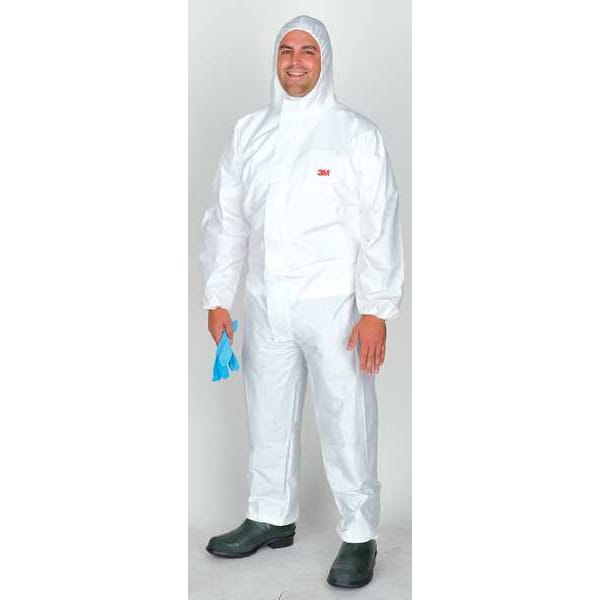 3M Disposable Coveralls, Hooded, XL, Non-Porous Film Laminate, Zipper, Elastic Cuff, Elastic Ankle - 4510-XL