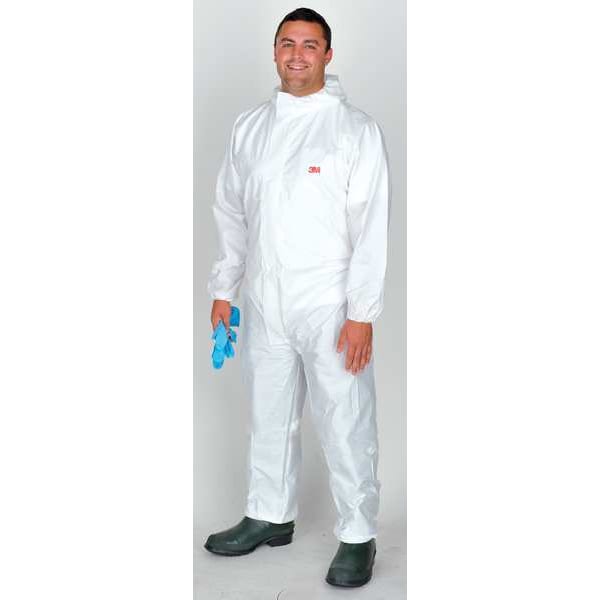 3M Disposable Coveralls, Hooded, XL, Non-Porous Film Laminate, Zipper, Elastic Cuff, Elastic Ankle - 4510-XL