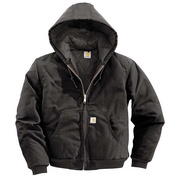 Carhartt Men's Black Cotton Hooded Duck Jacket size XL - J140-BLK XLG REG