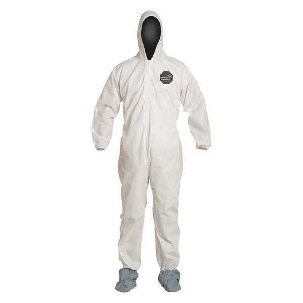 Dupont Disposable Coverall, Hooded, 2XL, SMS, Zipper, Elastic Cuff, Elastic Ankle, Serged Seam, 25 PK - PB122SWH2X002500