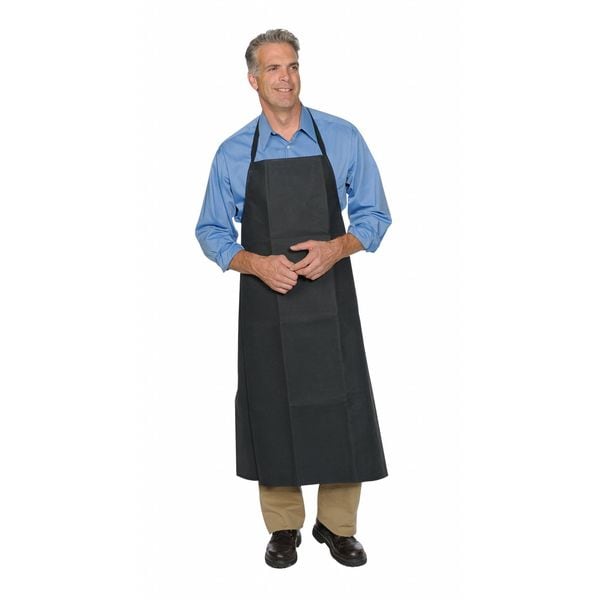 Condor Chemical Resistant Bib Apron, Polyester/SBR Rubber, 29 mil Thick, 45 in L, Black, Universal Size - 4T295