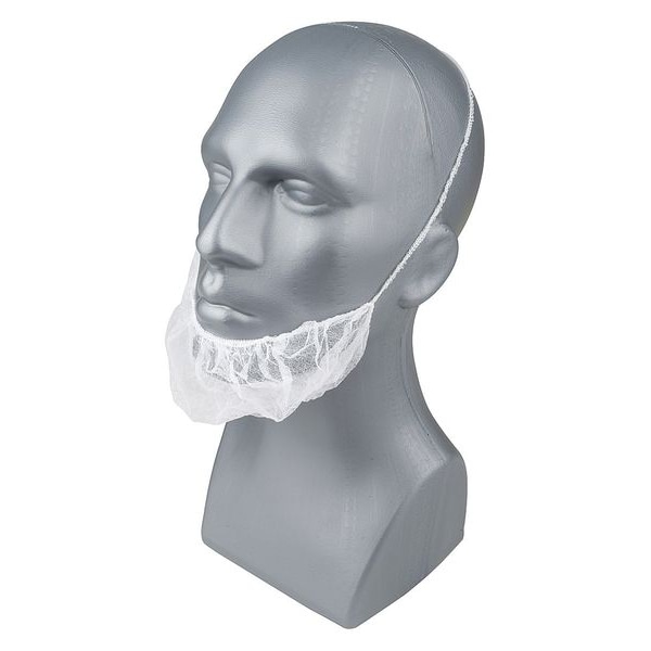 Condor Beard Net Cover, Polypropylene, Latex-Free, White, Size Universal, 1000 Per Box - 23KX01