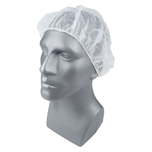 Condor Bouffant Cap, Polypropylene, 21 in Dia., White, M, 100 PK - 23KX10