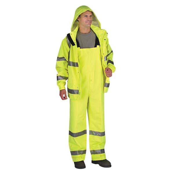 Tingley High Visibility Rain Jacket with hood, Polyester, Class 3 R, Green/Yellow, L - J24122