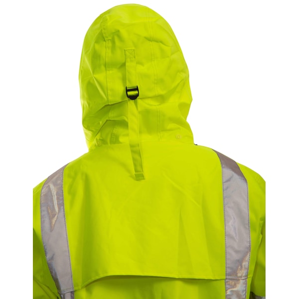 Tingley High Visibility Rain Jacket with hood, Polyester, Class 3 R, Green/Yellow, L - J24122