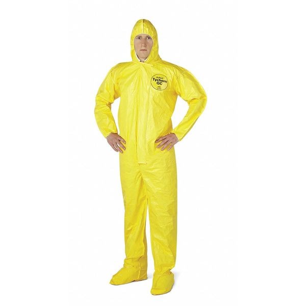 Dupont Chemical Resistant Coverall, Hooded, 2XL, Tychem(R) 2000, Zipper, Elastic Cuff, Serged Seam - QC122SYL2X001200