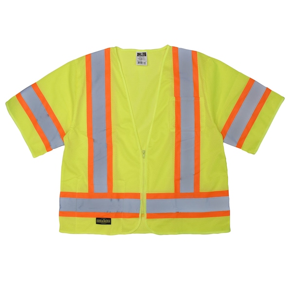 Radians Hi-Vis Economy Vest w/Two-Tone Trim Xl Class 3 , Zipper Closure - SV22-3ZGM-XL