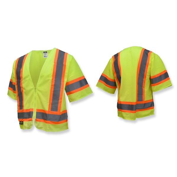 Radians Hi-Vis Economy Vest w/Two-Tone Trim Xl Class 3 , Zipper Closure - SV22-3ZGM-XL