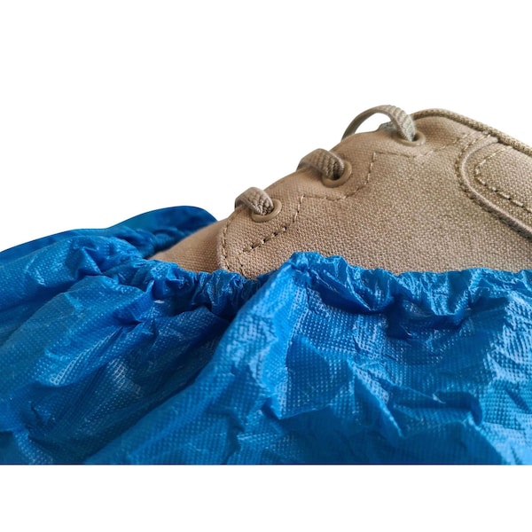 International Enviroguard Disposable Shoe Covers, CPE, Blue, Slip Resistant Sole: Yes , XL - 3407B