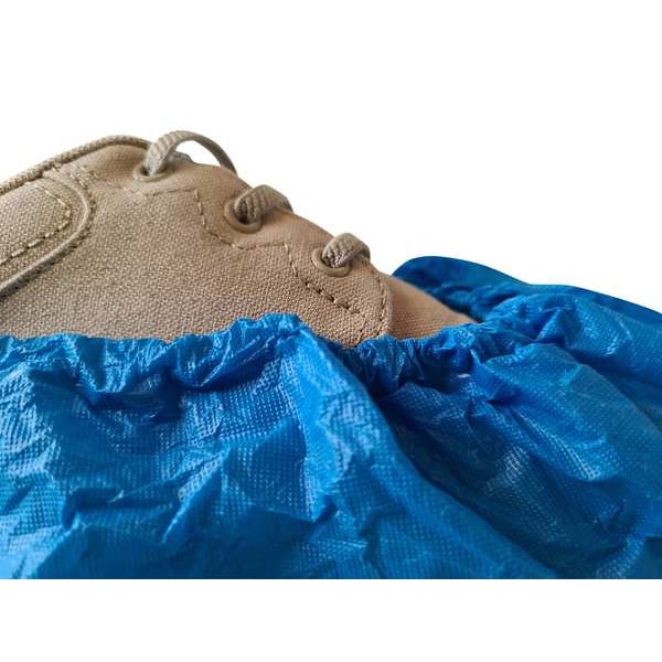 International Enviroguard Disposable Shoe Covers, CPE, Blue, Slip Resistant Sole: Yes , XL - 3407B