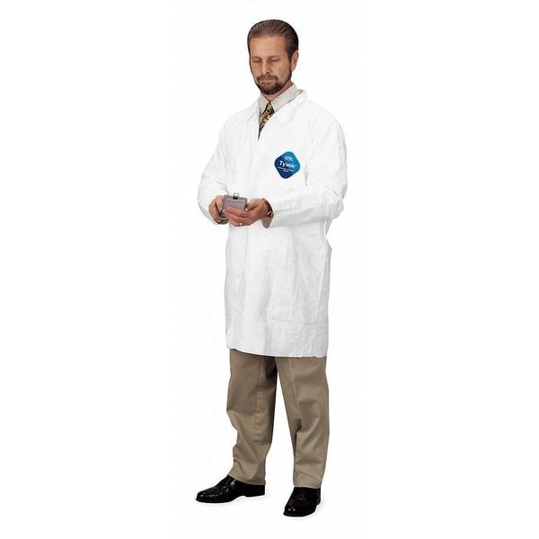 Dupont Tyvek 400 Disposable Lab Coat, Tyvek(R) 400, Snaps Closure, White, 2XL, 30 PK - TY212SWH2X003000