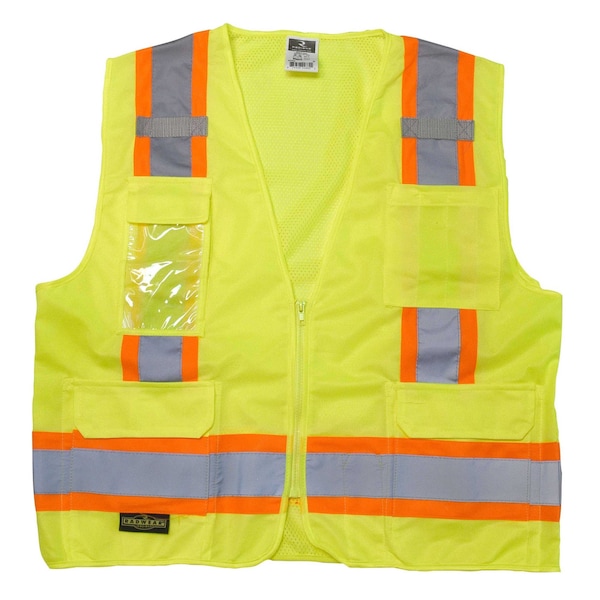 Radians Unisex High-Visibility Vest, 100% Polyester Mesh and 100% Polyester Tricot, Zipper Closure Closure - SV6GL