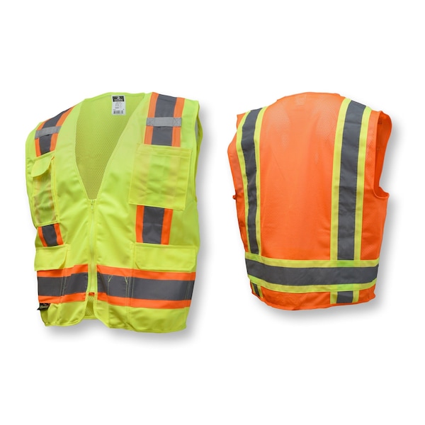 Radians Unisex High-Visibility Vest, 100% Polyester Mesh and 100% Polyester Tricot, Zipper Closure Closure - SV6GL