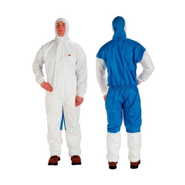 3M Disposable Coverall, Hooded, XL, SMMMS, Zipper, Knit Cuff, Elastic Ankle, Bound/Serged Seam - 4535-XL