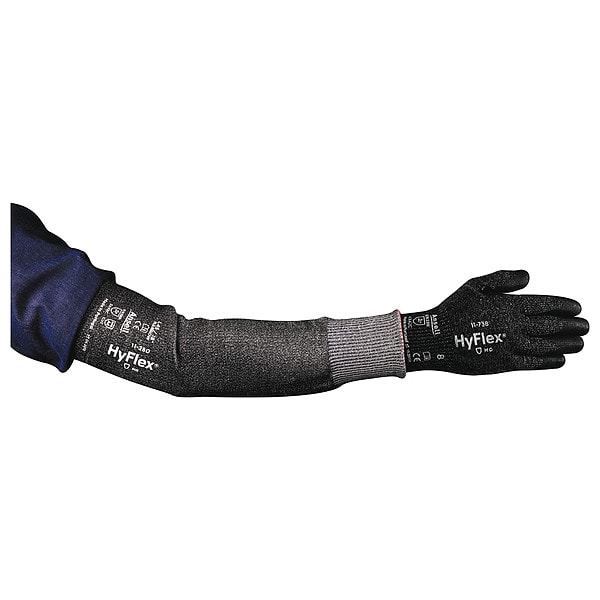 Ansell HyFlex Gray Cut Resistant Sleeve, HPPE Material - 11-280