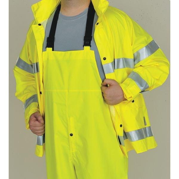 Zoro Select Rain Suit, PVC, 6.2 mil Thick, Packable Hood in Collar, Green/Yellow, 3XL - 9665 2X-3X