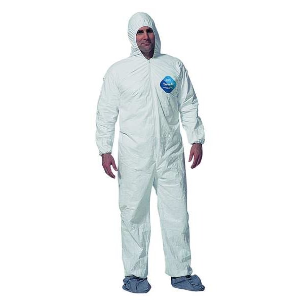 Dupont Disposable Coverall, Hooded, M, Tyvek(R) 400, Zipper, Elastic Cuff, Elastic Ankle, Serged Seam - TY122SWHMD0025NF