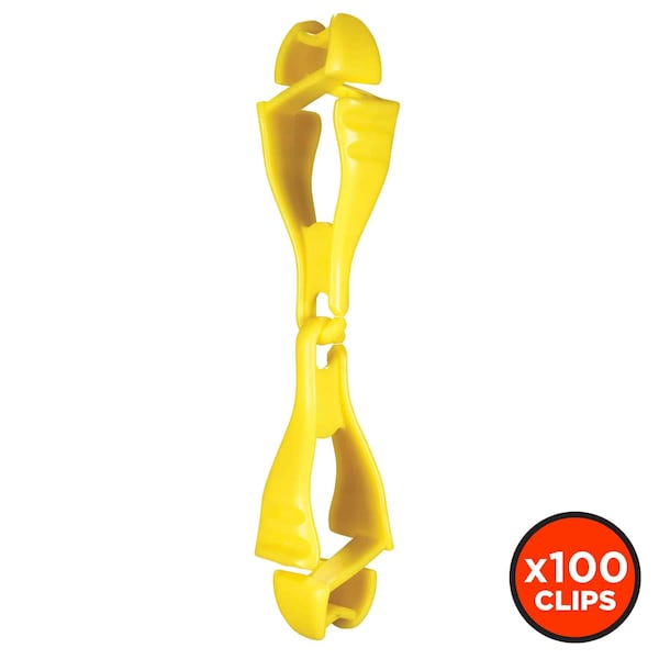 Ergodyne Glove Clip Holder with Dual Clips 3400, 100 Pairs, Lime, 100PK - 19719-BULK