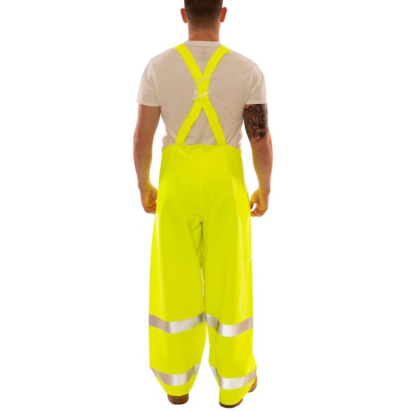 Tingley Arc Flash Hi-Visibility Bib Overall, PVC, 32 in Inseam, 48 in to 50 in Waist, 26 mil Thickness, 2XL - O44122