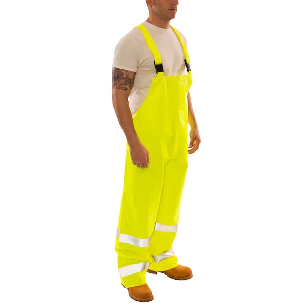 Tingley Arc Flash Hi-Visibility Bib Overall, PVC, 32 in Inseam, 48 in to 50 in Waist, 26 mil Thickness, 2XL - O44122