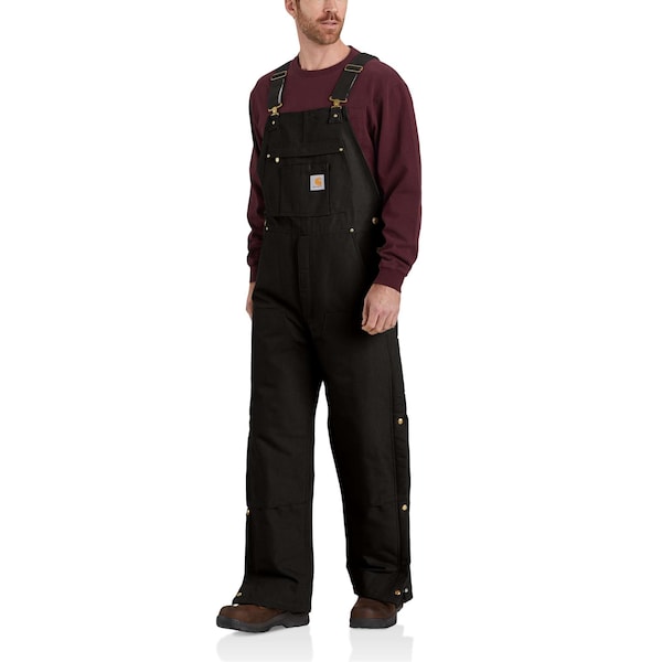 Carhartt 104393 OR4393 M LseFit FrmDck Ins Bib Ovrll, Cotton, 12 oz Fabric Weight, 31 3/8 in Inseam, Black - 104393-BLK