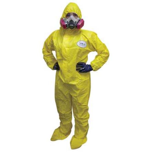 International Enviroguard Disposable Coverall, Hooded, M, Chemsplash 1(R), Zipper, Elastic Cuff, Attached Boots Ankle - 7019YS-M