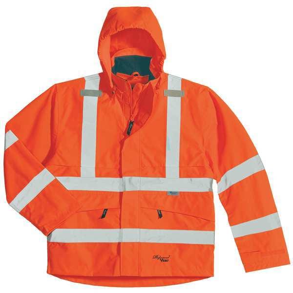 Viking Hi-Viz Safety Jacket, Polyester, Polyurethane, Class 3 Type R, Orange, XL - D6329JO-XL