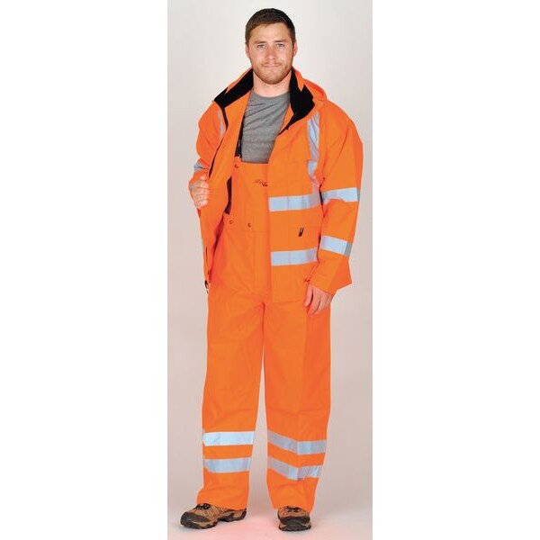 Viking Hi-Viz Safety Jacket, Polyester, Polyurethane, Class 3 Type R, Orange, XL - D6329JO-XL
