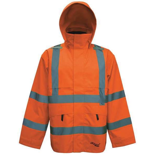 Viking Hi-Viz Safety Jacket, Polyester, Polyurethane, Class 3 Type R, Orange, XL - D6329JO-XL