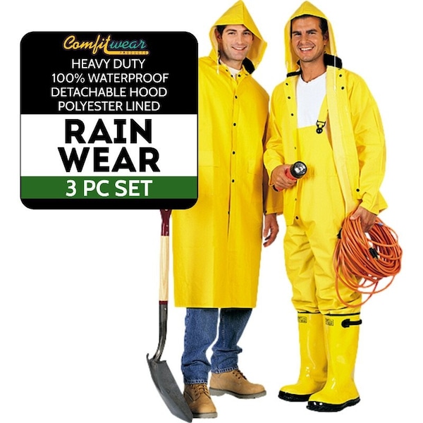 Comfitwear 3 Pc. PVC/Poly Heavy Duty Yellow Rainsuit 2X-Large - RW-300-2X
